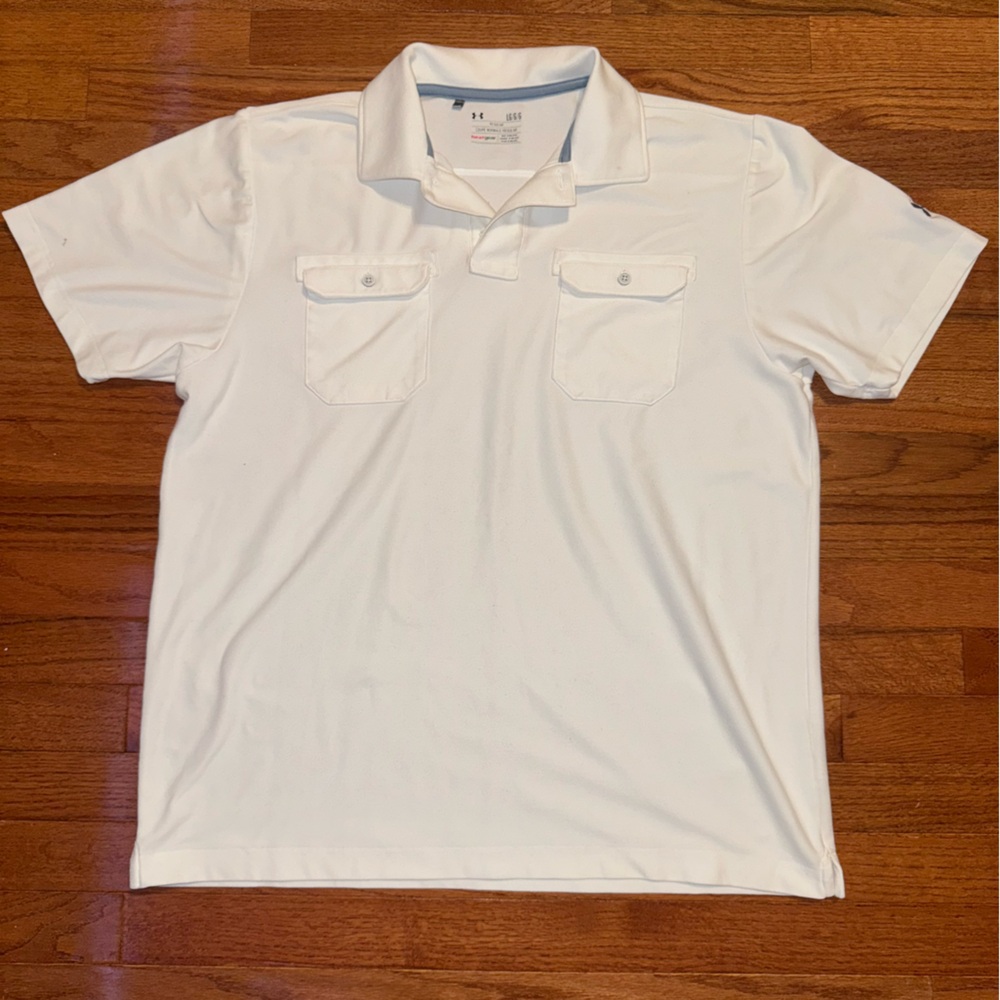 White Polo Shirt with Pocket Detail